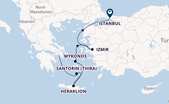 Östliches Mittelmeer ab Piräus (Athen), Griechenland auf der Seven Seas Splendor