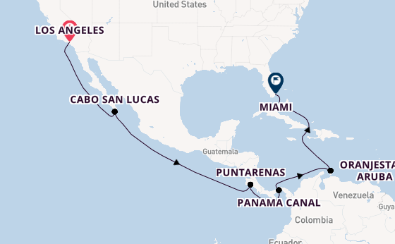 Central America from Los Angeles, California, USA with the Queen Elizabeth