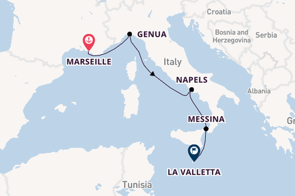 Westelijke Middellandse Zee vanaf Marseille, Frankrijk met de MSC World Europa