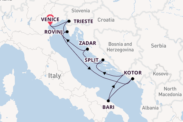 Mediterranean Sea from Venice, Italy with the Silver Spirit