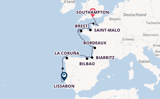 Vereinigtes Königreich ab Southampton, Großbritannien auf der Seven Seas Mariner