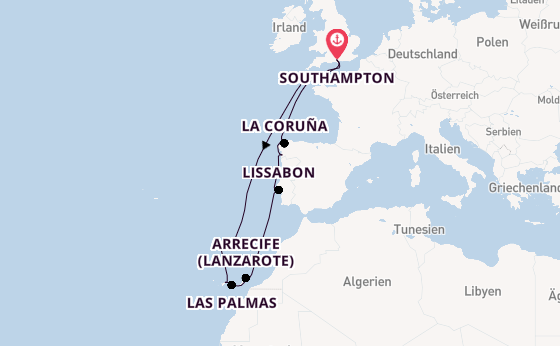 Kanarische Inseln ab Southampton, Großbritannien auf der Ventura