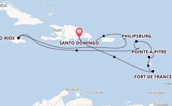 Karibik ab Santo Domingo, Dom. Republik auf der Costa Favolosa