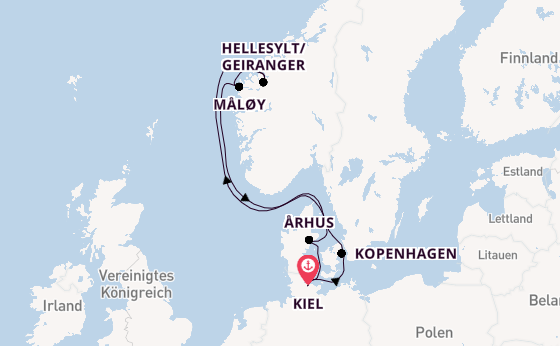 Norwegen ab Kiel, Deutschland auf der Costa Diadema