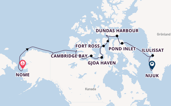 Arktis ab Nome, Alaska auf der MS Roald Amundsen