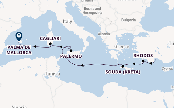 Middellandse Zee vanaf Antalya, Turkije met AIDAstella