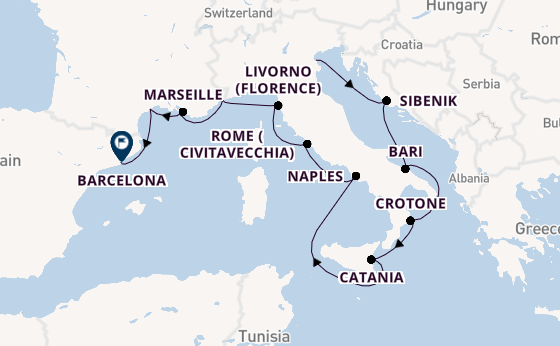 Western Mediterranean from Chioggia, Italy with the Viking Sky