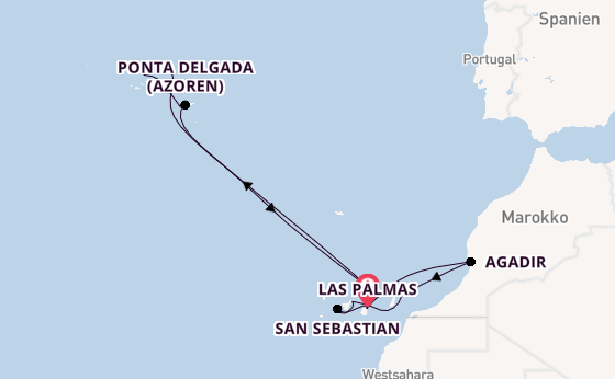 Kanarische Inseln ab Las Palmas, Gran Canaria auf der Mein Schiff 7