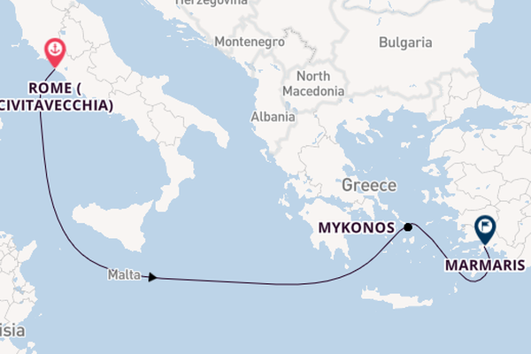 Mediterranean from Rome (Civitavecchia), Italy with the MSC Divina