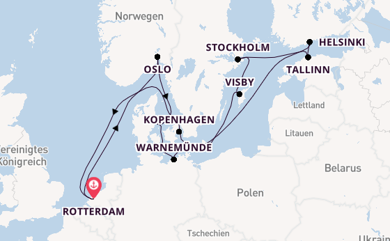 Norwegen ab Rotterdam, Niederlande auf der Rotterdam