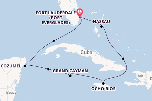 Western Caribbean from Fort Lauderdale (Port Everglades), Florida with the Eurodam