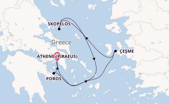 Oostelijke Middellandse Zee vanaf Athene (Piraeus), Griekenland met de Star Flyer
