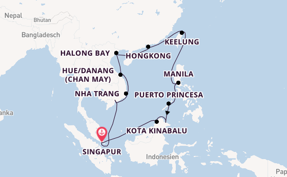 Südostasien ab Singapur, Singapur auf der Silver Muse