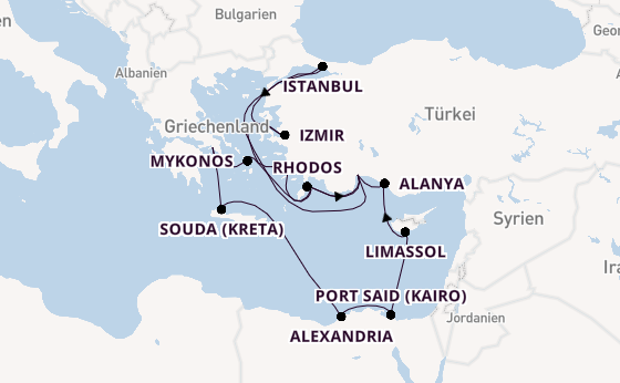 Östliches Mittelmeer ab Antalya, Türkei auf AIDAstella
