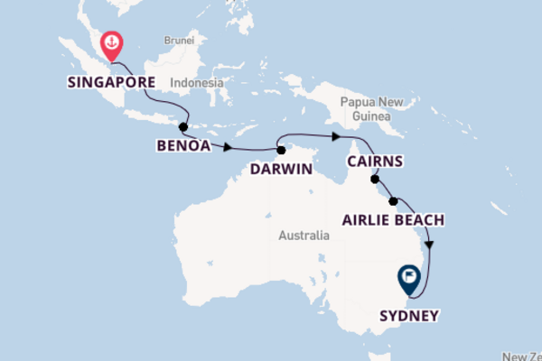 Bali, Singapore and All-incluse Cruise to Sydney