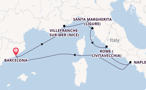 Western Mediterranean from Barcelona, Spain with the Celebrity Xcel