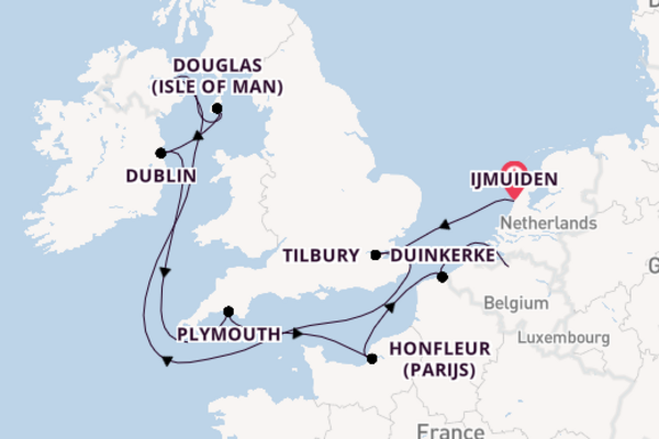 Britse Eilanden vanaf IJmuiden, Nederland met de Sirena