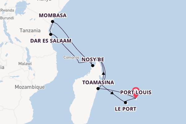 Indian Ocean from Port Louis, Mauritius with the EUROPA