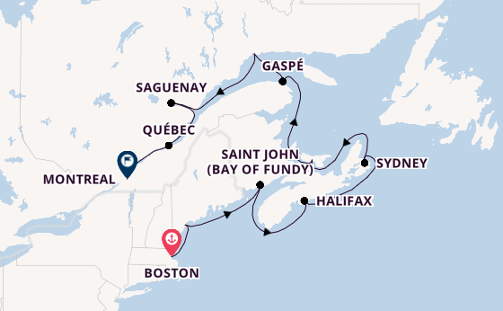 Nieuw-Engeland vanaf Boston, Verenigde Staten met de Seven Seas Splendor