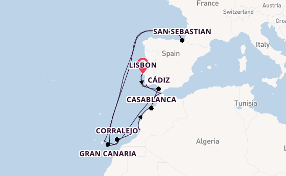 Canary Islands from Lisbon, Portugal with the Azamara Journey