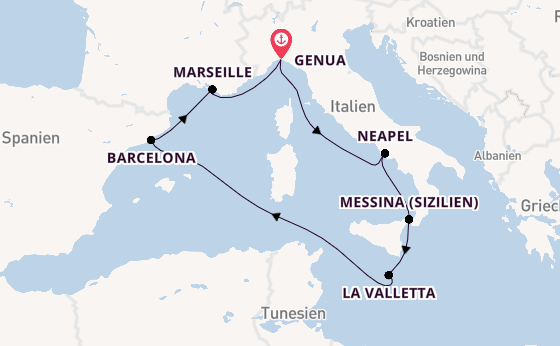 Westliches Mittelmeer ab Deutschland auf der MSC World Asia