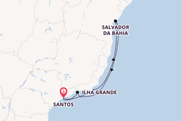 Brazil from Santos, Brazil with the MSC Seashore