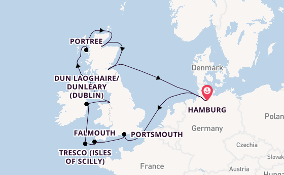 British Isles from Hamburg, Germany with the MS EUROPA 2