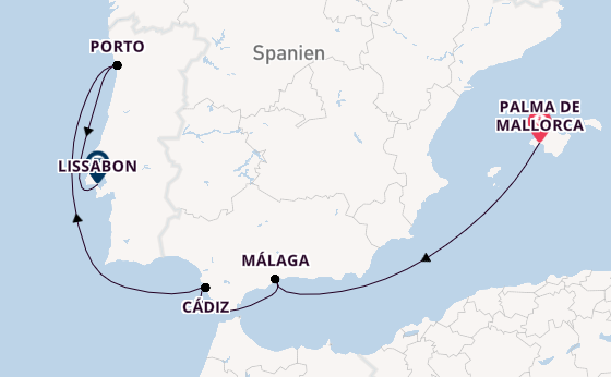 Westliches Mittelmeer ab Palma de Mallorca, Spanien auf AIDAsol
