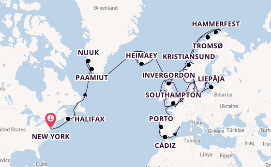 Transatlantic from New York, USA with the Seven Seas Mariner
