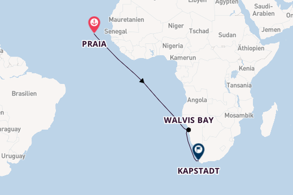 Südafrika ab Praia, Kap Verde auf AIDAprima