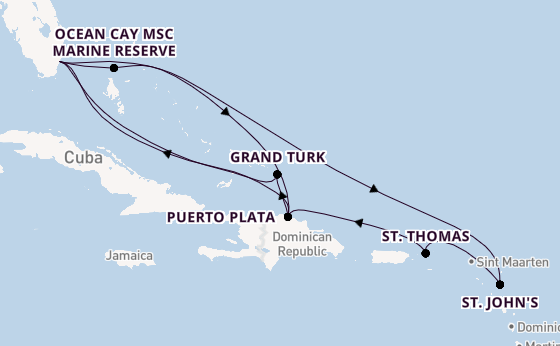 Caribbean vanaf Miami, Verenigde Staten met de MSC Seashore