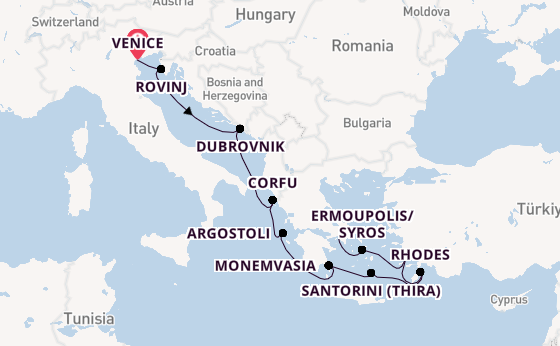 Eastern Mediterranean from Venice, Italy with the Azamara Onward