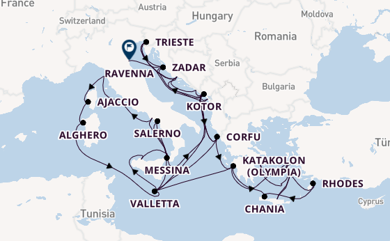 Mediterranean Sea from Trieste, Italy with the Enchanted Princess