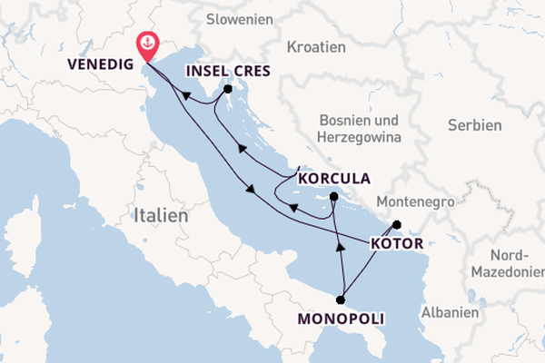 Mittelmeer ab Venedig, Italien auf der Royal Clipper