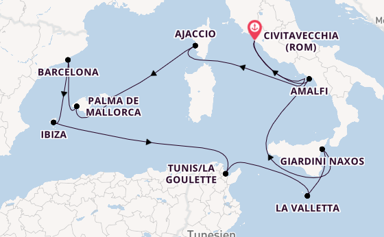 Westliches Mittelmeer ab Civitavecchia (Rom), Italien auf der EXPLORA I