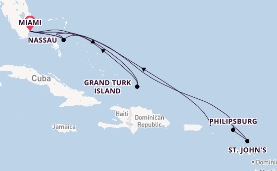 Caribbean from Miami, Florida, USA with the MSC Meraviglia