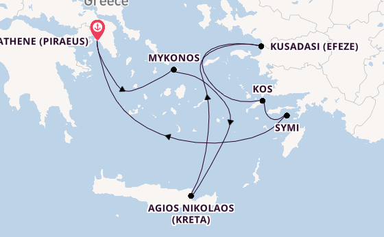 Oostelijke Middellandse Zee vanaf Athene (Piraeus), Griekenland met de Seabourn Quest