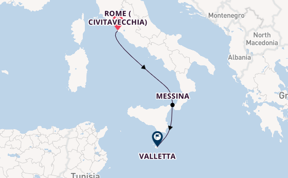 Western Mediterranean from Rome (Civitavecchia), Italy with the MSC World Asia