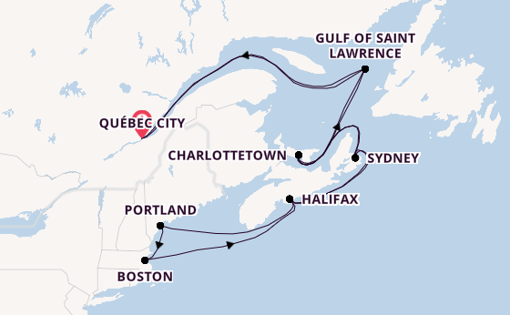 New England from Québec City, Canada with the Zuiderdam