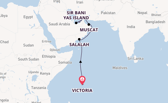 Middle East from Victoria, Seychelles with the MS EUROPA 2