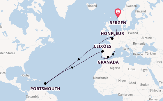 Western Mediterranean from Bergen, Norway with the Viking Saturn