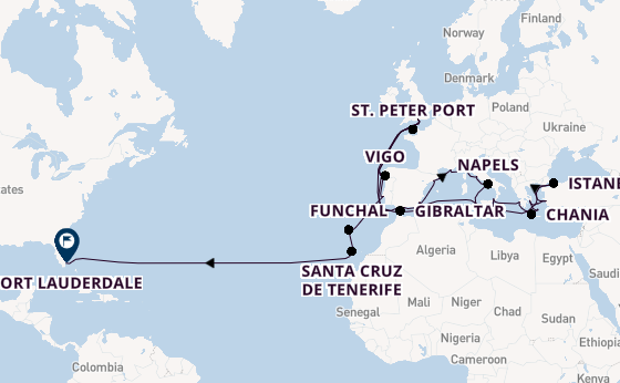 trans-Atlantisch vanaf Southampton (Londen), Engeland met de Sky Princess