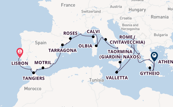 Mediterranean Sea from Lisbon, Portugal with the Seabourn Ovation 