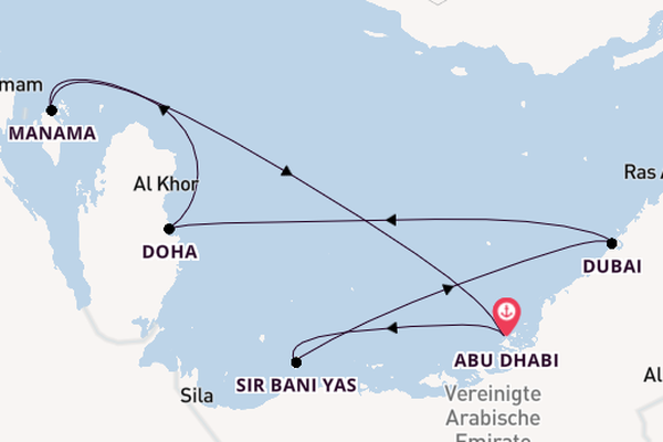 Persischer Golf ab Abu Dhabi, Vereinigte Arabische Emirate auf der MSC Euribia