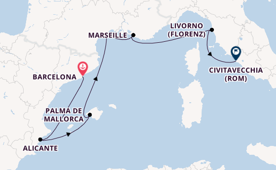 Westliches Mittelmeer ab Barcelona, Spanien auf der Allura 