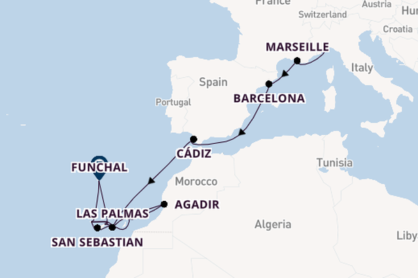 Canarische Eilanden vanaf Savona, Italië met de Costa Fortuna