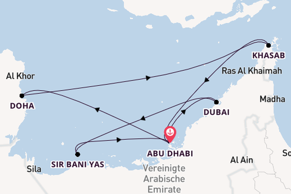 Persischer Golf ab Abu Dhabi, Vereinigte Arabische Emirate auf der Celestyal Discovery