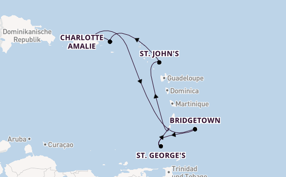 Karibik ab San Juan, Puerto Rico auf der Vision of the Seas