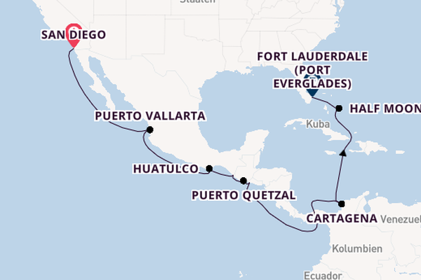 Mittelamerika ab San Diego, USA auf der Nieuw Amsterdam
