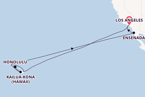 Hawaii from Los Angeles, California, USA with the Emerald Princess